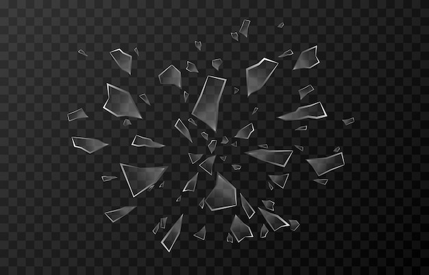 Vector vector glass shards on an isolated transparent background. broken glass png, fragments png.