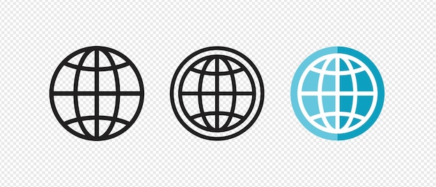 Vector globe icon symbol in transparent background