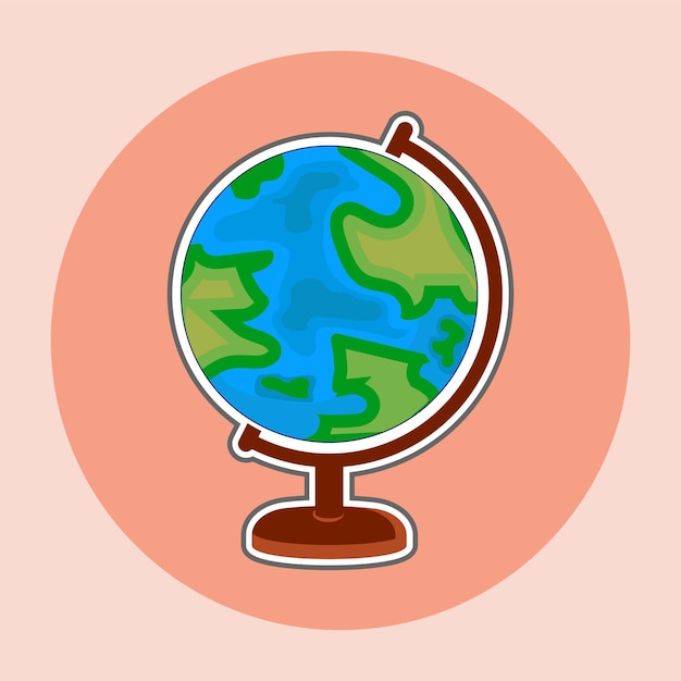 Vector globe icon with square circle background