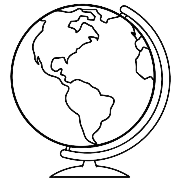 Vector Globe with White Background and Colorful Lines