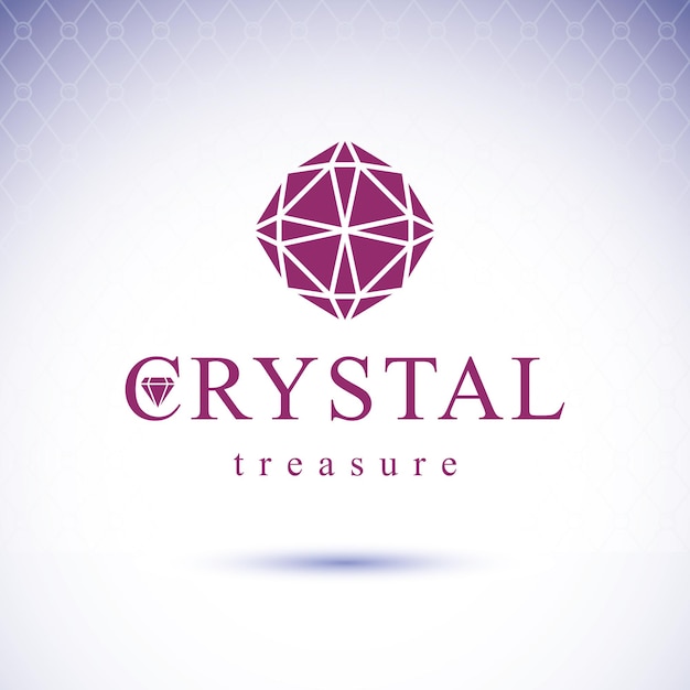 Vector glossy gemstone design element. Faceted jewelry sign emblem. Brilliant diamond illustration.