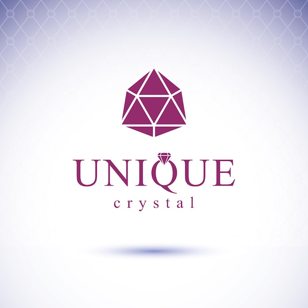 Vector glossy gemstone design element. Faceted jewelry sign emblem, logo. Brilliant diamond illustration.