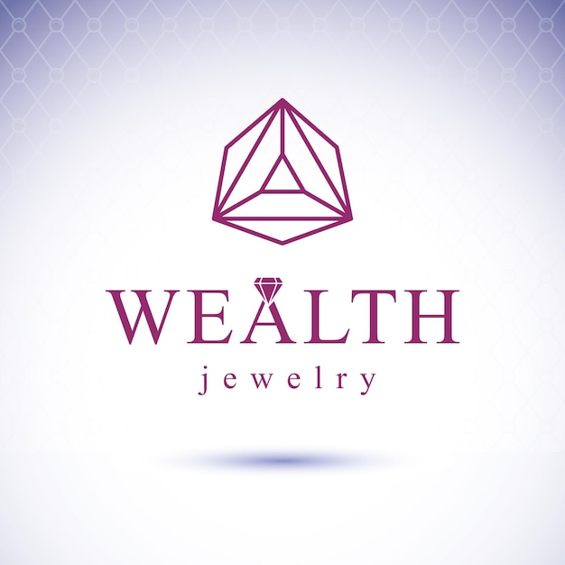 Vector vector glossy gemstone design element. luxury diamond emblem, illustration.