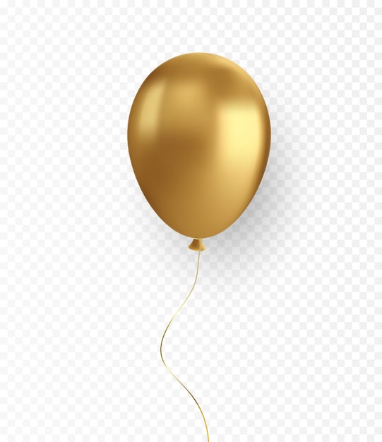 Vector glossy realistic gold balloon on transparent background for holiday card