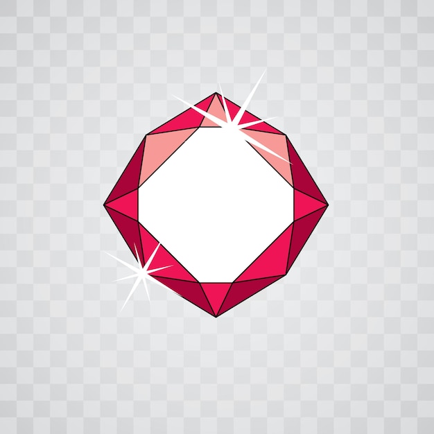 Vector glossy red ruby symbol. Luxury diamond icon, illustration.