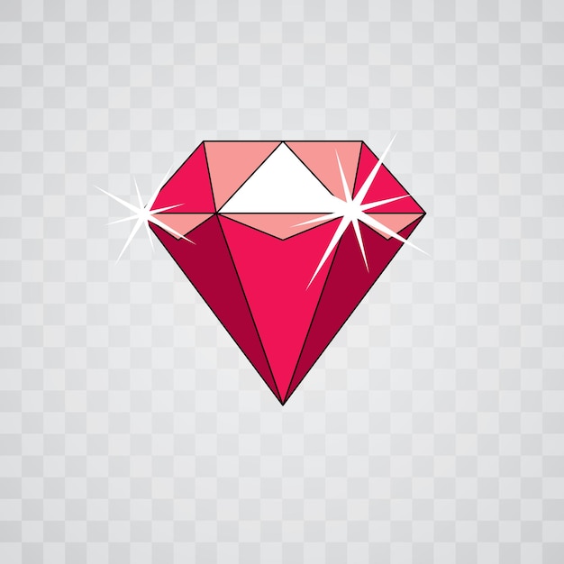 Vector glossy red ruby symbol. Luxury diamond icon, illustration.