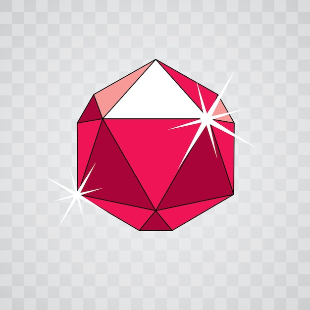 Vector glossy red ruby symbol. Luxury diamond icon, illustration.