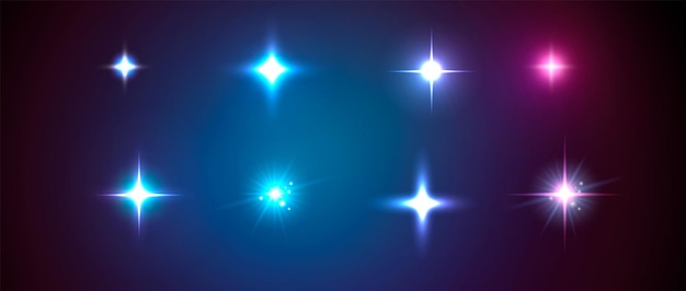 Vector glow light effects Shining stars design elements illustration