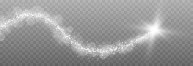 Vector glowing dust trail on isolated transparent background. Magic glow png. Stars with glow effect