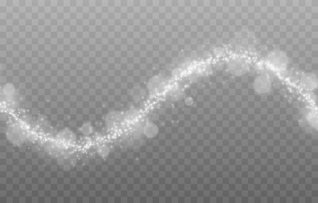 Vector glowing dust trail on isolated transparent background. Magic glow png. Stars with glow effect