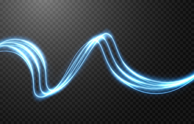 Vector glowing light lines Electric light light effect png Blue line png light waves png magic glow