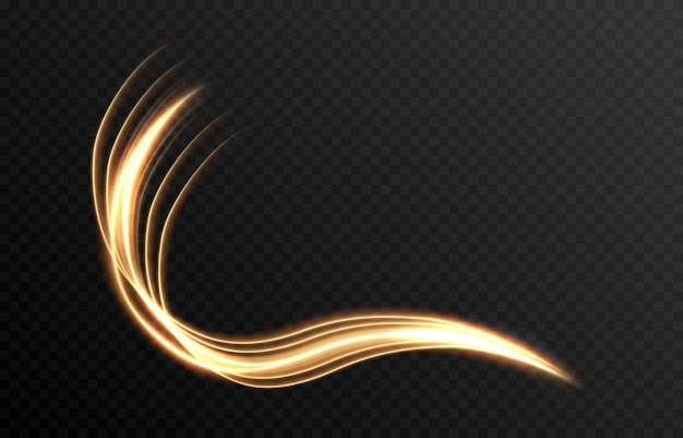 Vector glowing light lines Neon light light effect png Gold line png light waves png magic glow