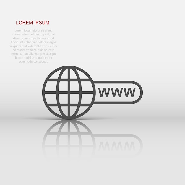 Vector go to web icon in flat style Globe world sign illustration pictogram WWW url business concept