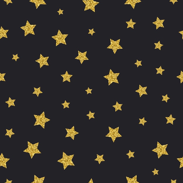 Vector gold glitter stars seamless pattern 