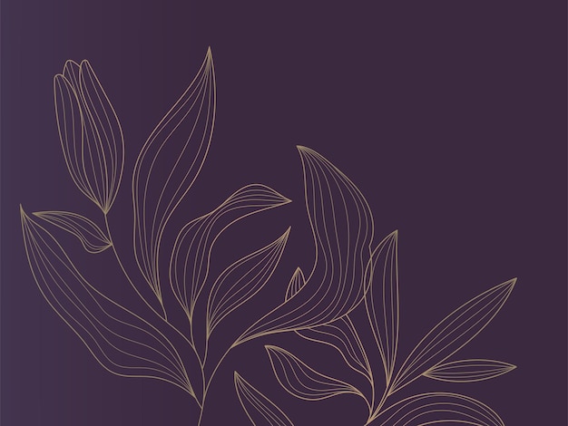 Vector vector gold leaves luxury golden floral covers line leaves and flowers nature