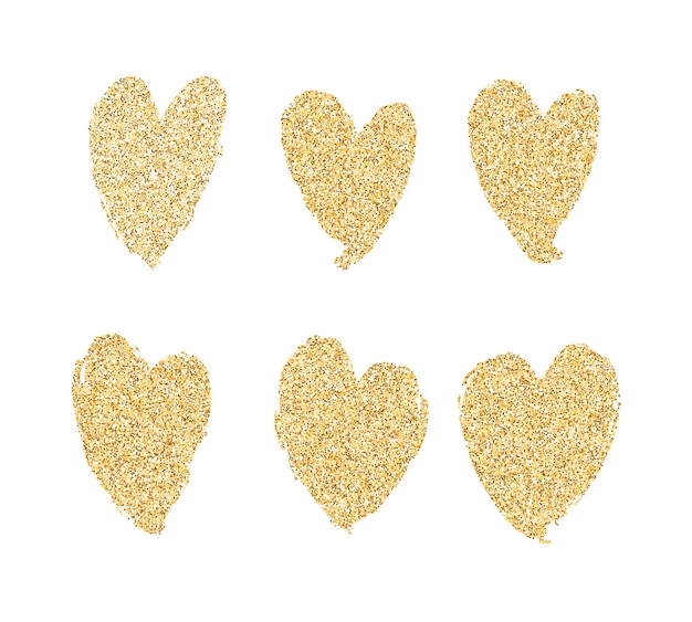 Vector gold paint hearts set