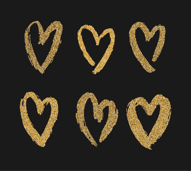 Vector vector gold paint hearts set