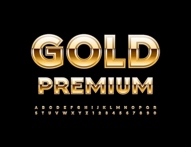 Vector Gold Premium Alphabet set Creative elite Font Textured luxury Letters and Numbers