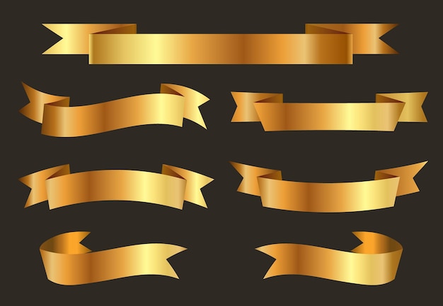 Vector gold ribbons set for sales and discounts