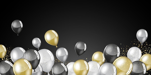 Vector gold and silver balloons festive celebration