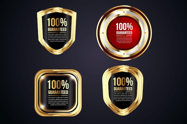 Vector golden badge premium quality labels set collection