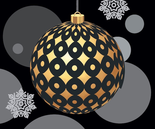 Vector golden balls for holiday greeting card Black And Golden Modern Minimal Christmas Decoration