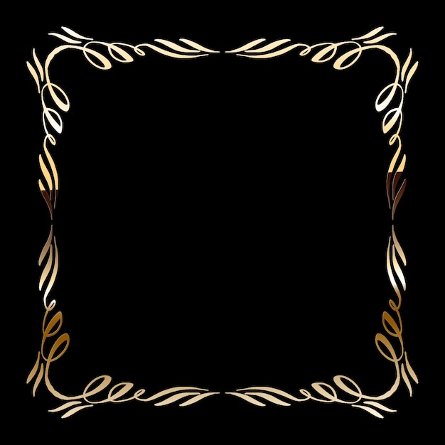 Vector Golden Calligraphic Frame. Shiny Hand Drawn Vintage Design Element.