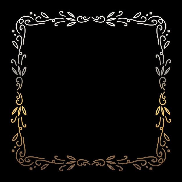 Vector Golden Calligraphic Frame. Shiny Hand Drawn Vintage Design Element.