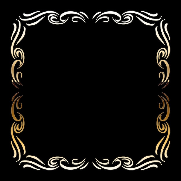 Vector Golden Calligraphic Frame. Shiny Hand Drawn Vintage Design Element.