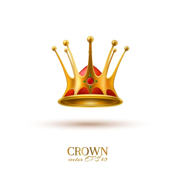 Vector golden crown 3d monarch king and tsar symbol