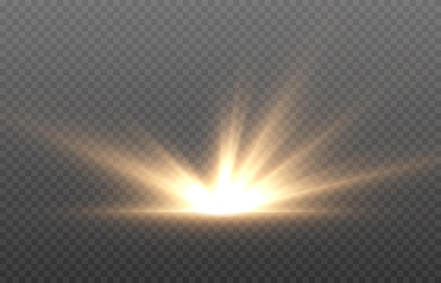 Vector golden light Sun sun rays dawn png Golden glare png flash png