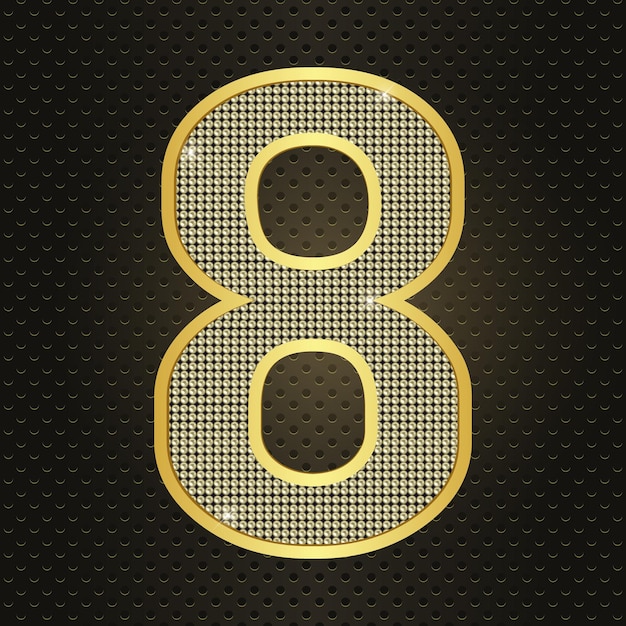 Vector vector golden number eight 8 seventh year anniversary celebration realistic shining birthday icon