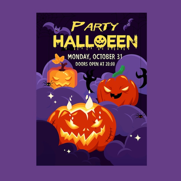 vector gradient halloween party vertical poster template