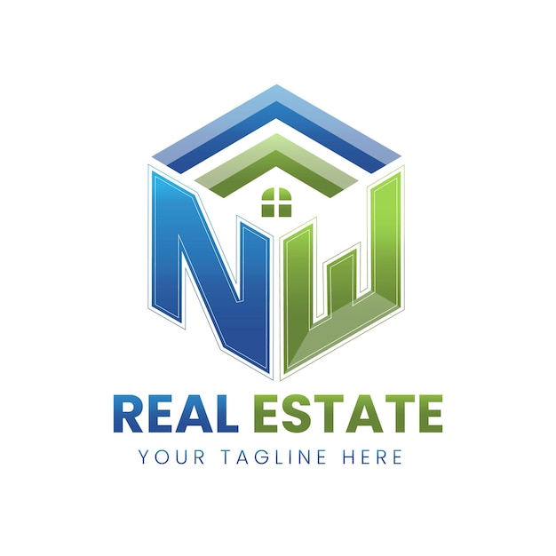 Vector vector gradient nw real estate logo