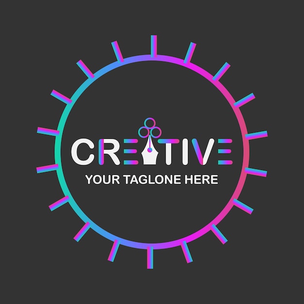 Vector gradient quill pen creative logo with tagline template