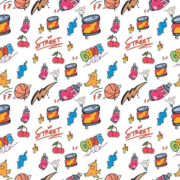 vector graffiti characters seamless pattern