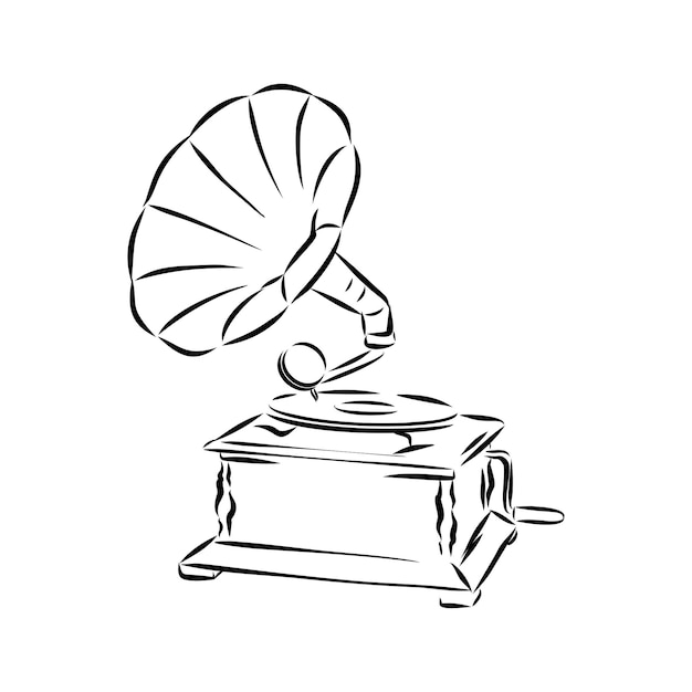 Vector gramophone on a white background. Gramophone sign, gramophone logo, gramophone icon.