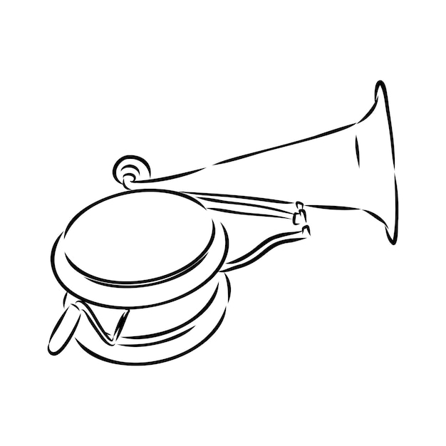 Vector gramophone on a white background. Gramophone sign, gramophone logo, gramophone icon.