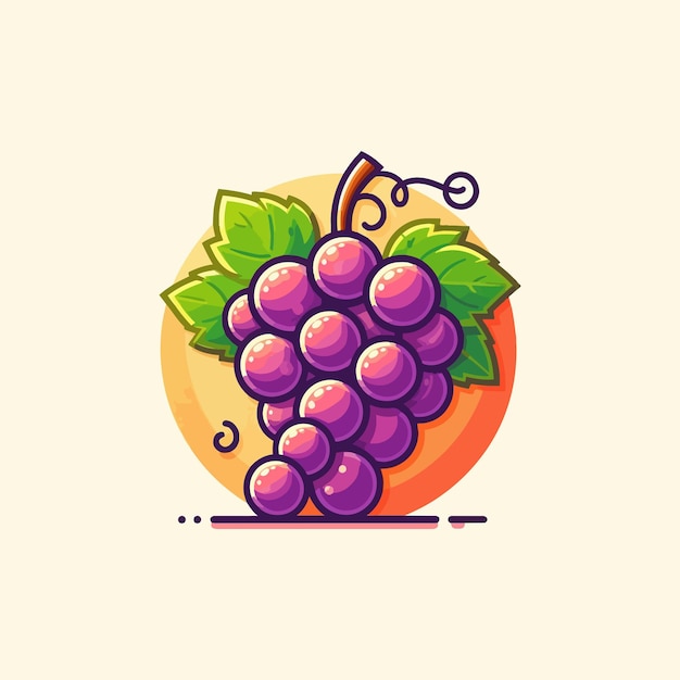 vector grape fruit cartoon illustration flat cartoon style