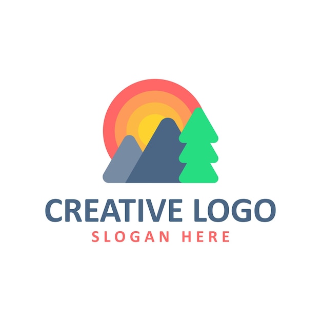 Vector graphic of abstract mountain logo design template