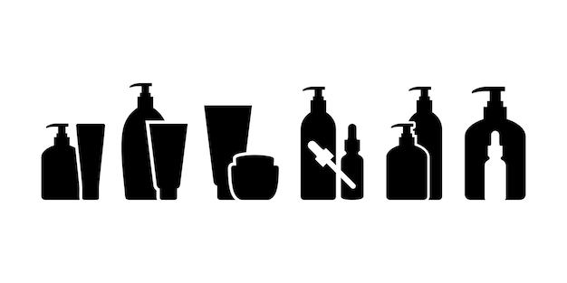 Vector graphic of bottles cosmetic silhouette collection