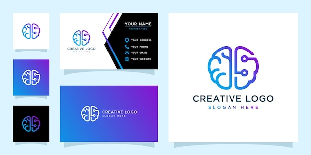 Vector graphic of brain technology logo design template