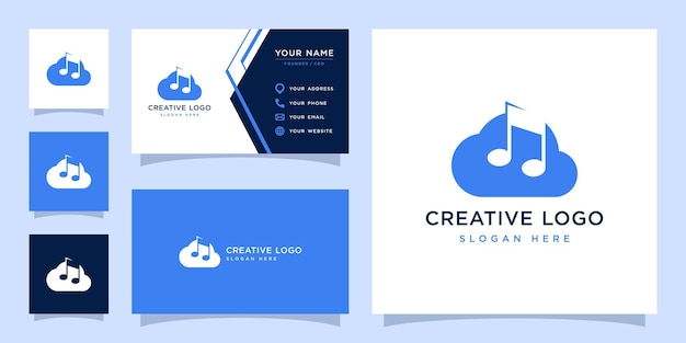 Vector graphic of cloud combined with note music logo design template