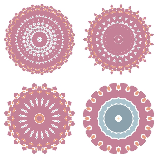 Vector graphic of color mandala circles round ornate shapes geometric decorative circles