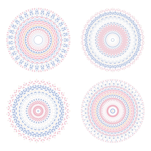 Vector graphic of color mandala circles Round ornate shapes Geometric decorative circles