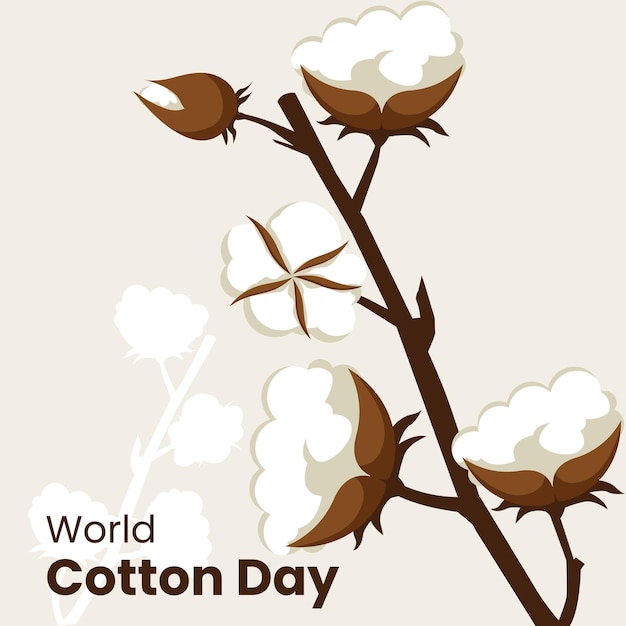 Vector vector graphic of cotton flower plants fluffy balls good for world cotton day