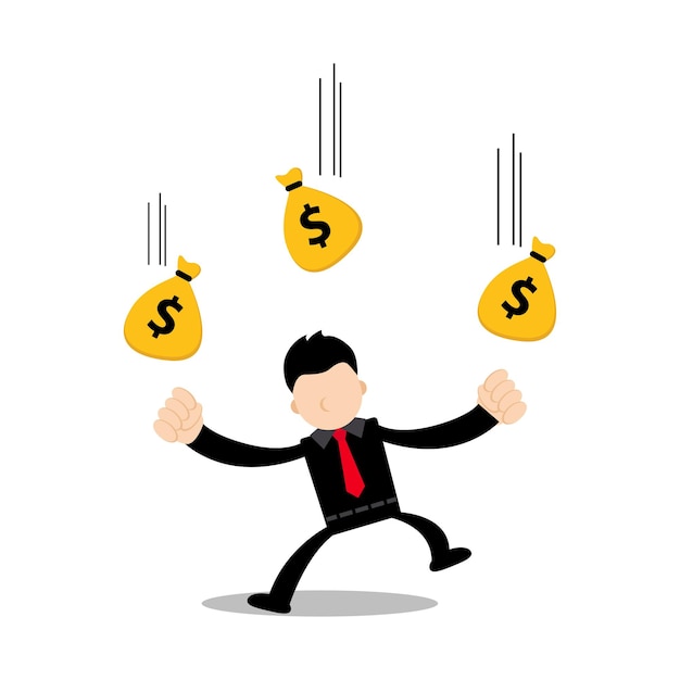 Vector Graphic Illustration of Businessman Cartoon Character Raining Money Suitable for content How to Make Money