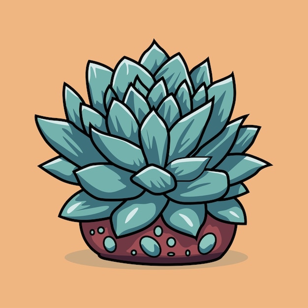 vector graphic illustration of succulent in cute red pot