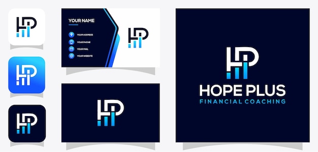 vector graphic of initial HP invest finance logo design with business card