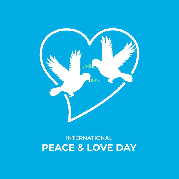 Vector graphic of international peace and love day with pigeon silhouette flying isolated background